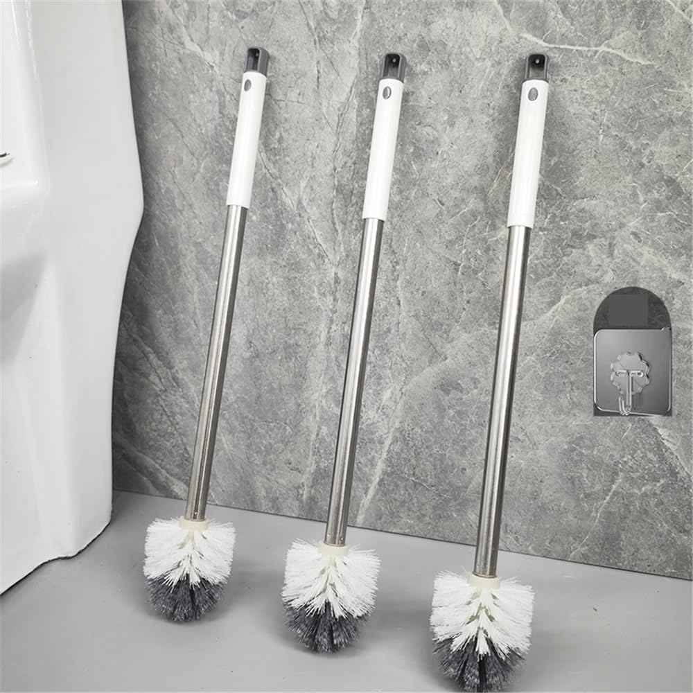 Scopino per WC con Manico Lungo con setole e Supporto, Strumento per la Pulizia del Bagno, Set di scopini per WC, Cestino igienico, Accessori Essenziali per Il Bagno