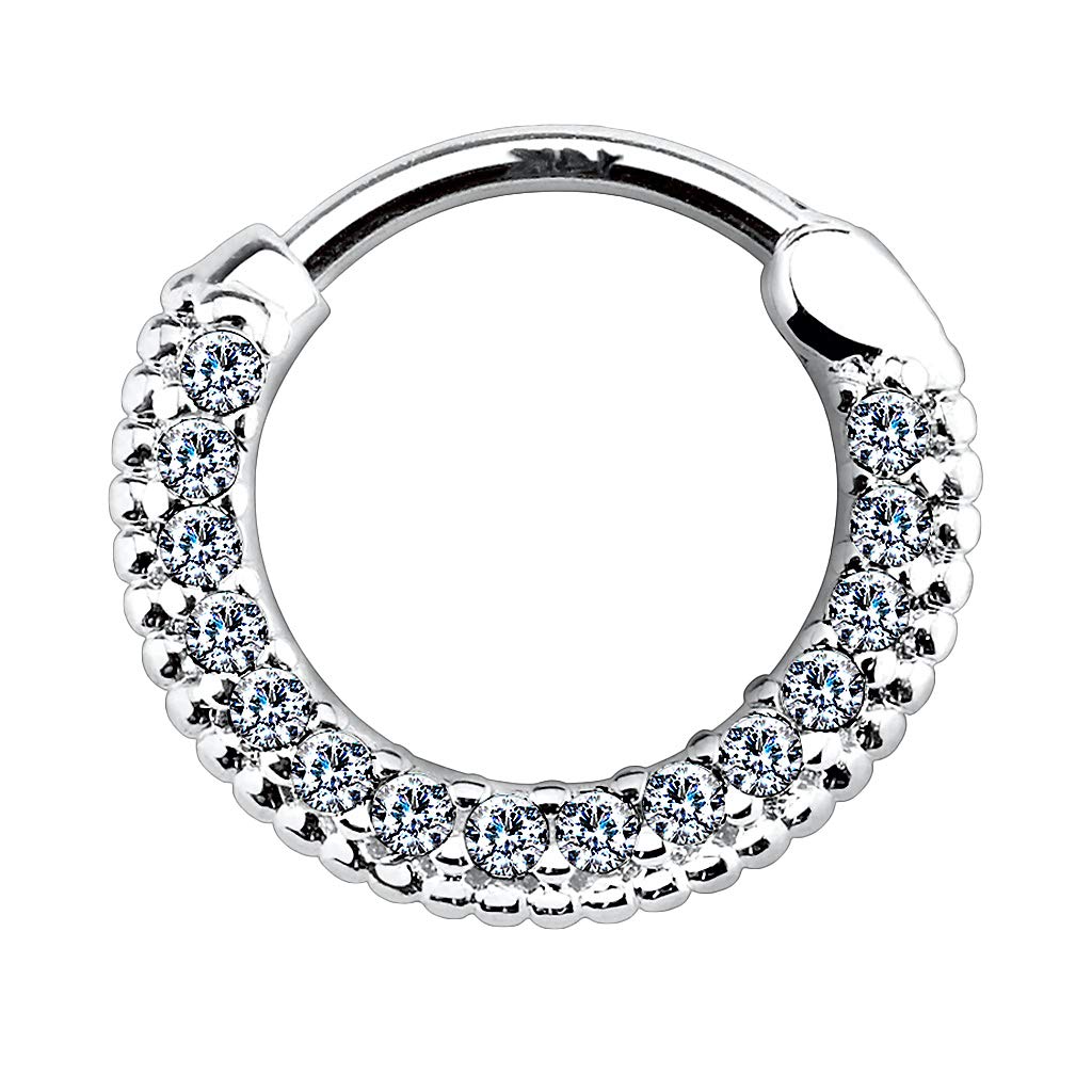 Taffstyle Piercing 585 Gold 14 Karat Clicker Scharnier mit Kristall | für Lippe Ohr Nase Intimbereich Augenbrauen Bauch