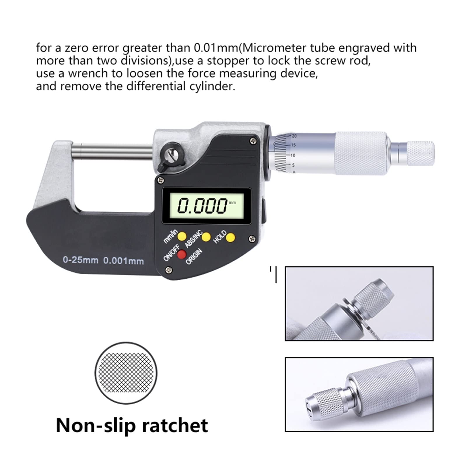 Micromètre, 0-25mm Micron Numérique Micromètre électronique Micromètre électronique Micromètre 0.001 mm Outils numériques Caliper Précision