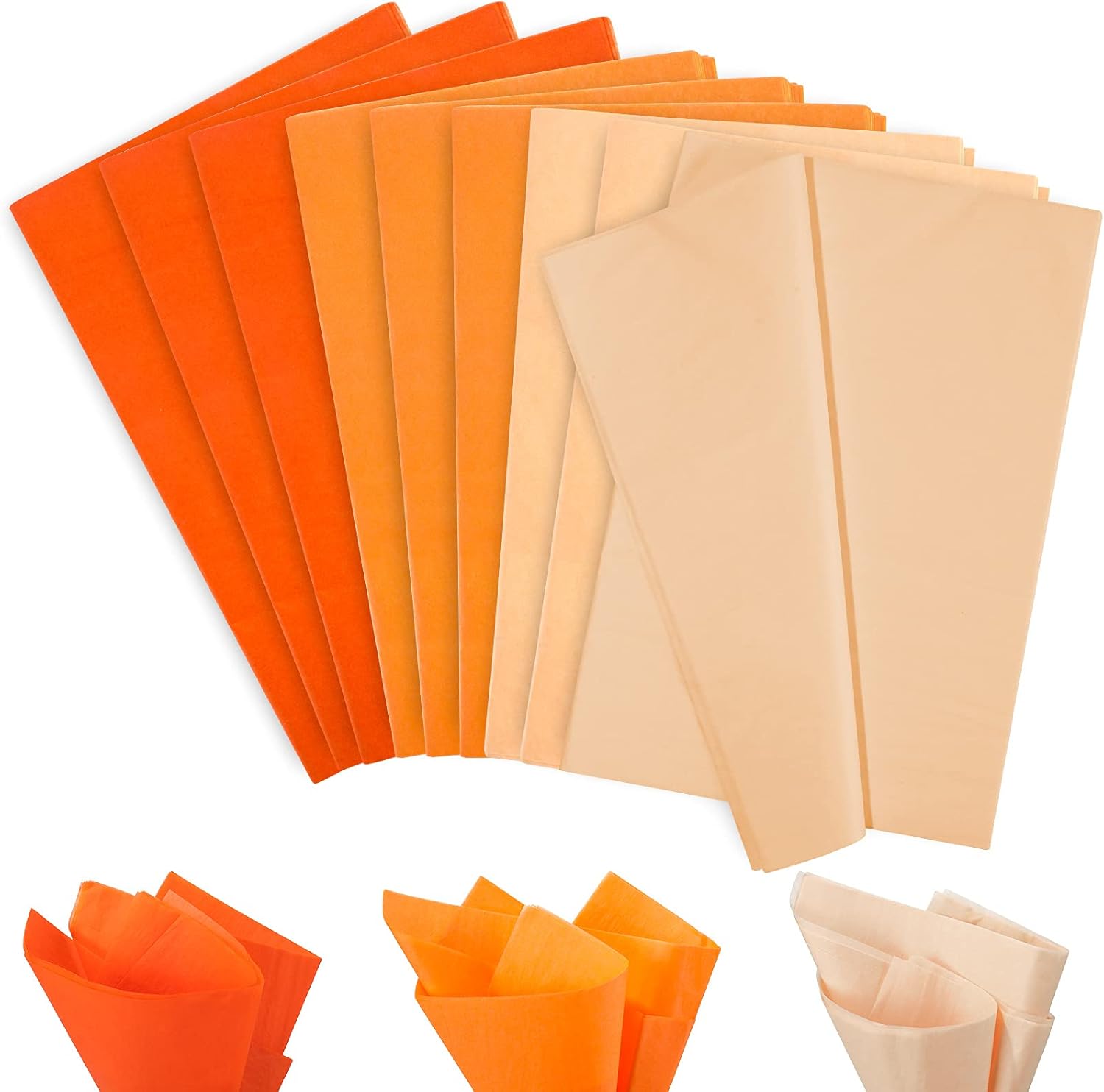 Whaline 120 Sheet Assorted Orange Tissue Paper 15 x 20 Inch Wrapping Paper