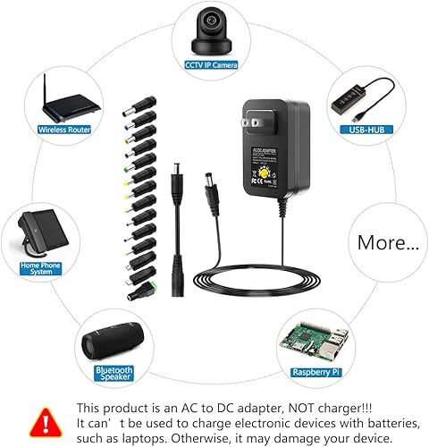 Miniatura 6 de SHNITPWR Fuente de alimentación universal de 30 W 3 V 45 V 5 V 6 V 75 V 9 V 12 V adaptador variable ajustable de CACC con puerto USB de 5 V 21 A 100