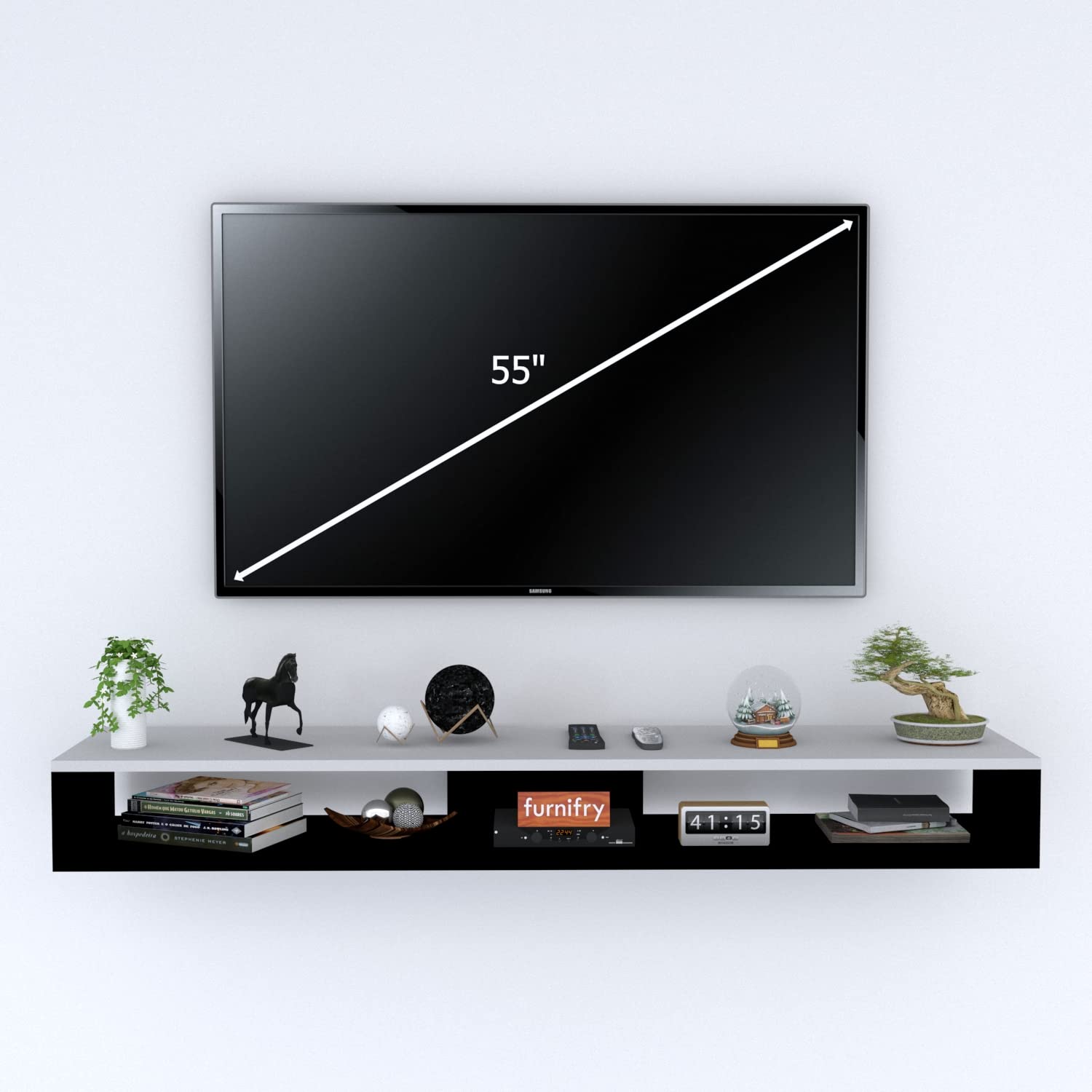 Furnifry Wooden Wall Mounted Floating TV Stand/TV Entertainment Unit/TV