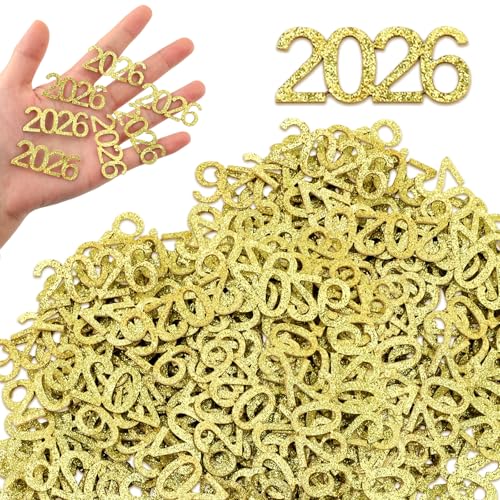 100 Pcs 2026 Graduation Decorations Confetti Small Gold Glitter 2026 Confetti for Table Scatter Class of 2026 Party Supplies for Graduation Party