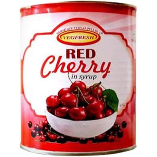 Konfiz Vegfresh Red Cherry in Syrup  Premium Whole Red Cher
