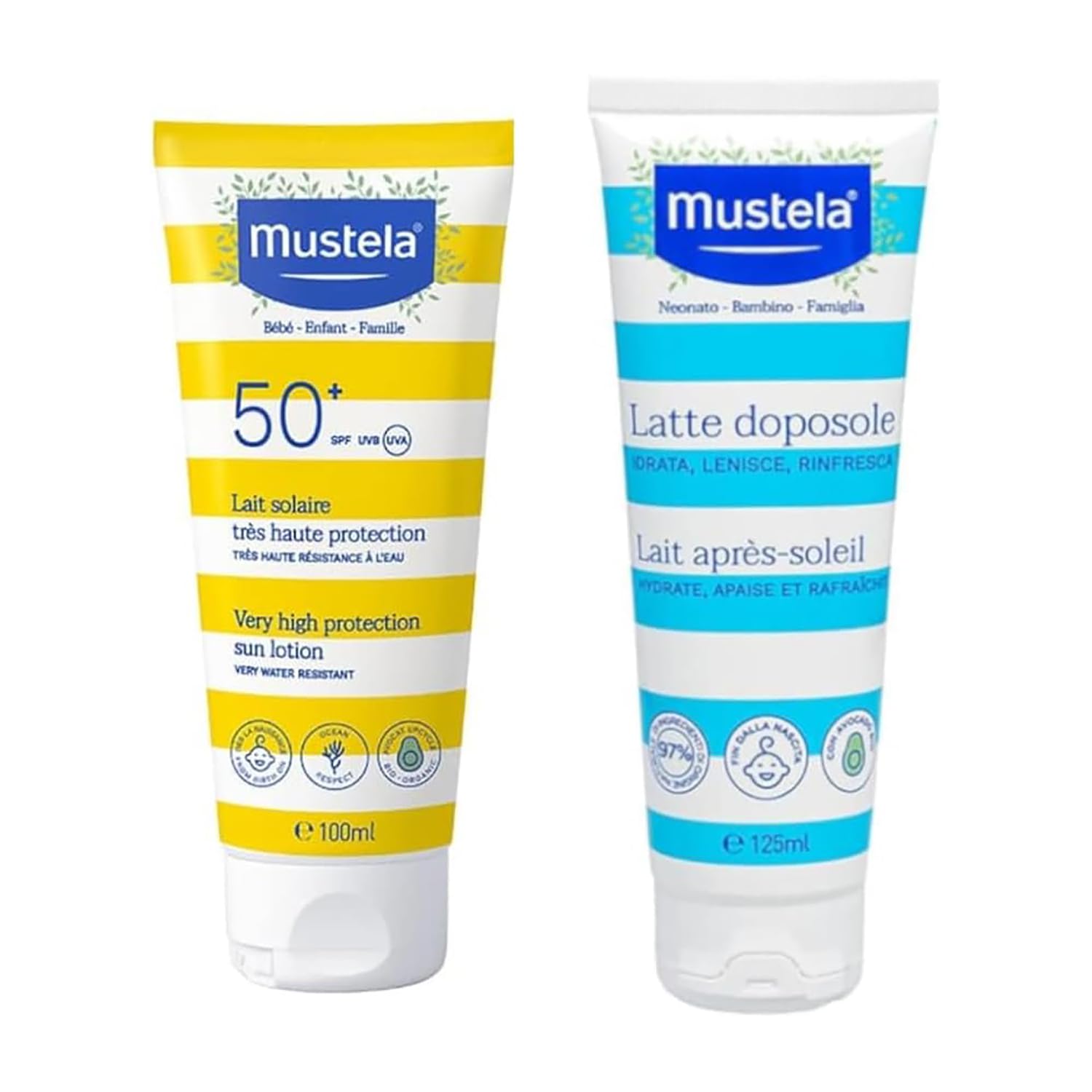 Mustela Special Pack Latte Solare SPF50+ 100ml + Latte Doposole 125ml