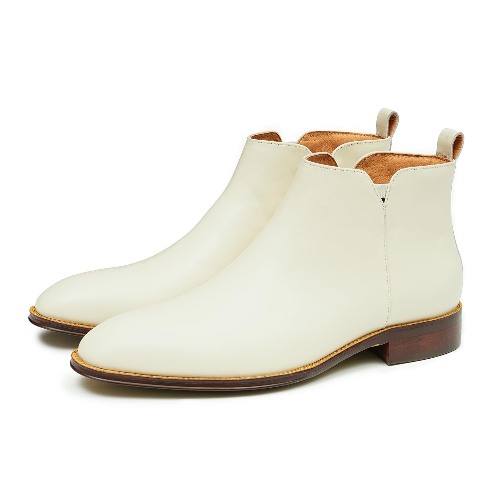 Botas Chelsea de Vaca para Hombre Botines Casuales Negocios Pull On Zapatos en Cuero Genuino