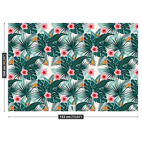 Papier peint pour masquer les défauts du mur 152x104cm feuilles et fleurs