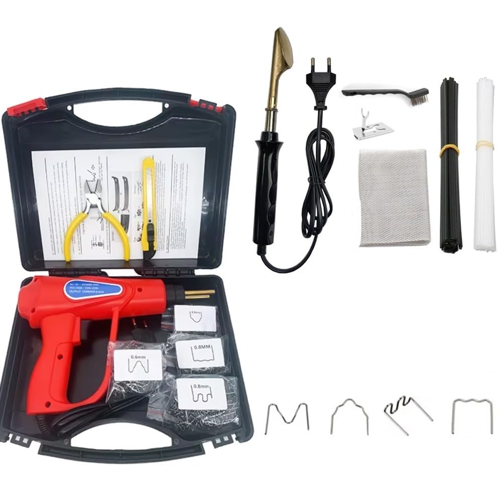 Chiodi di Saldatura Kit di riparazione paraurti per saldatrice a caldo per plastica, saldatore per(Red1 Kit 2)