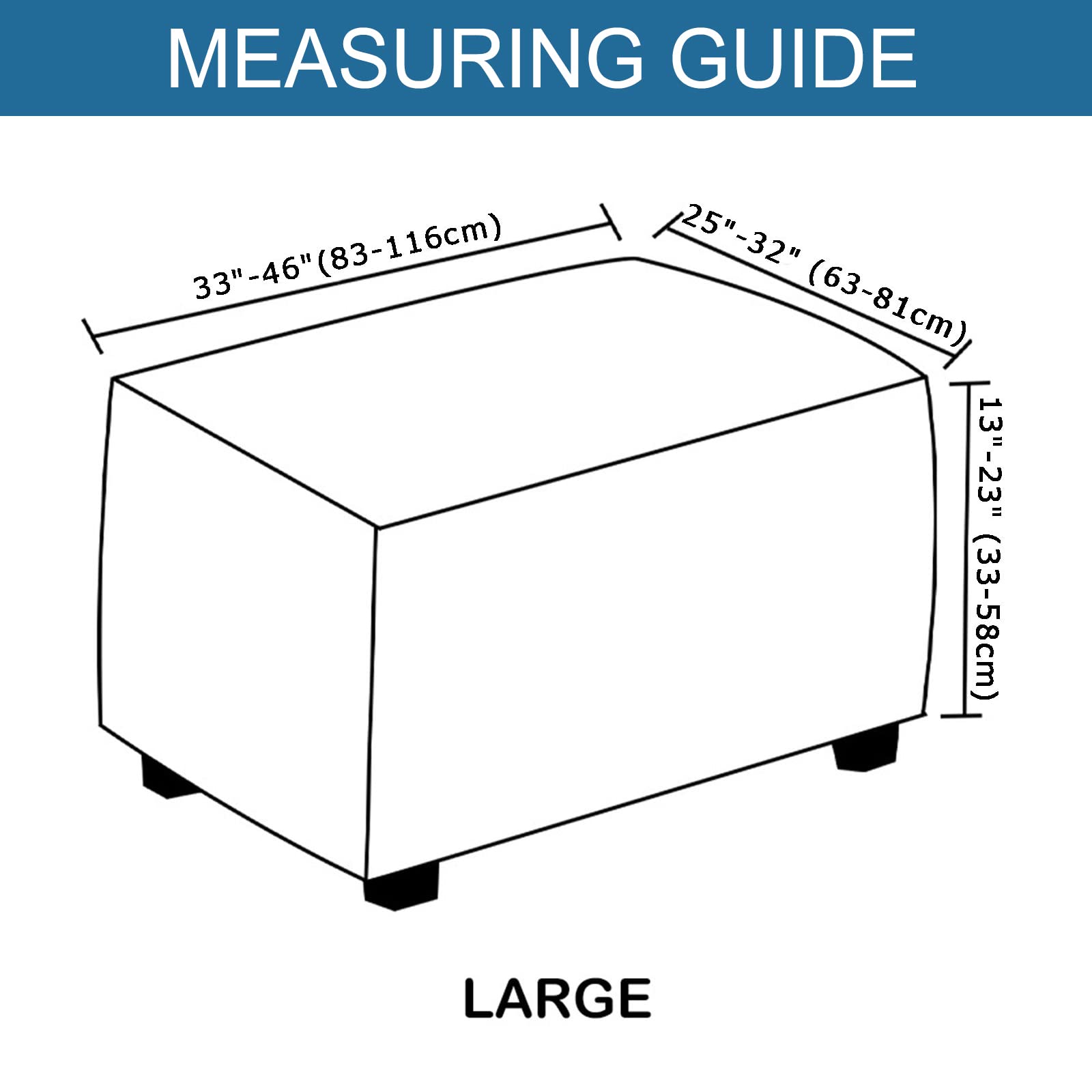 JHLD Waterproof Ottoman Cover Rectangle, Stretch Ottoman Slipcovers Suede Footstool Protector Covers Elastic Soft Storage Ottoman Slipcover for Cats Dogs -Deep Coffee-Large