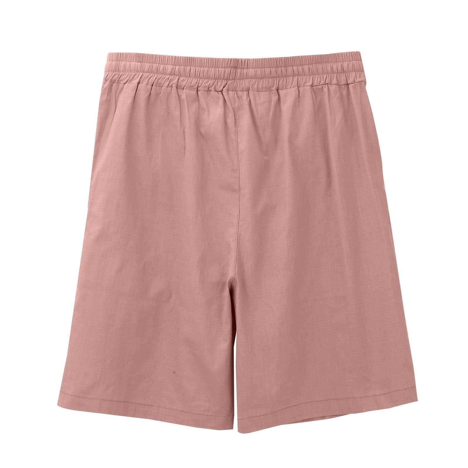 Pantaloncini da uomo in lino, lunghezza al ginocchio, estivi, da spiaggia