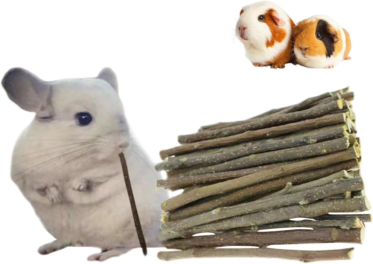 250g Apple Sticks, Small Animals Molar Wood Treats Toys, Pet Snacks Chew Toys for Guinea Pigs, Chinchilla, Squirrel, Rabbits, Hamster