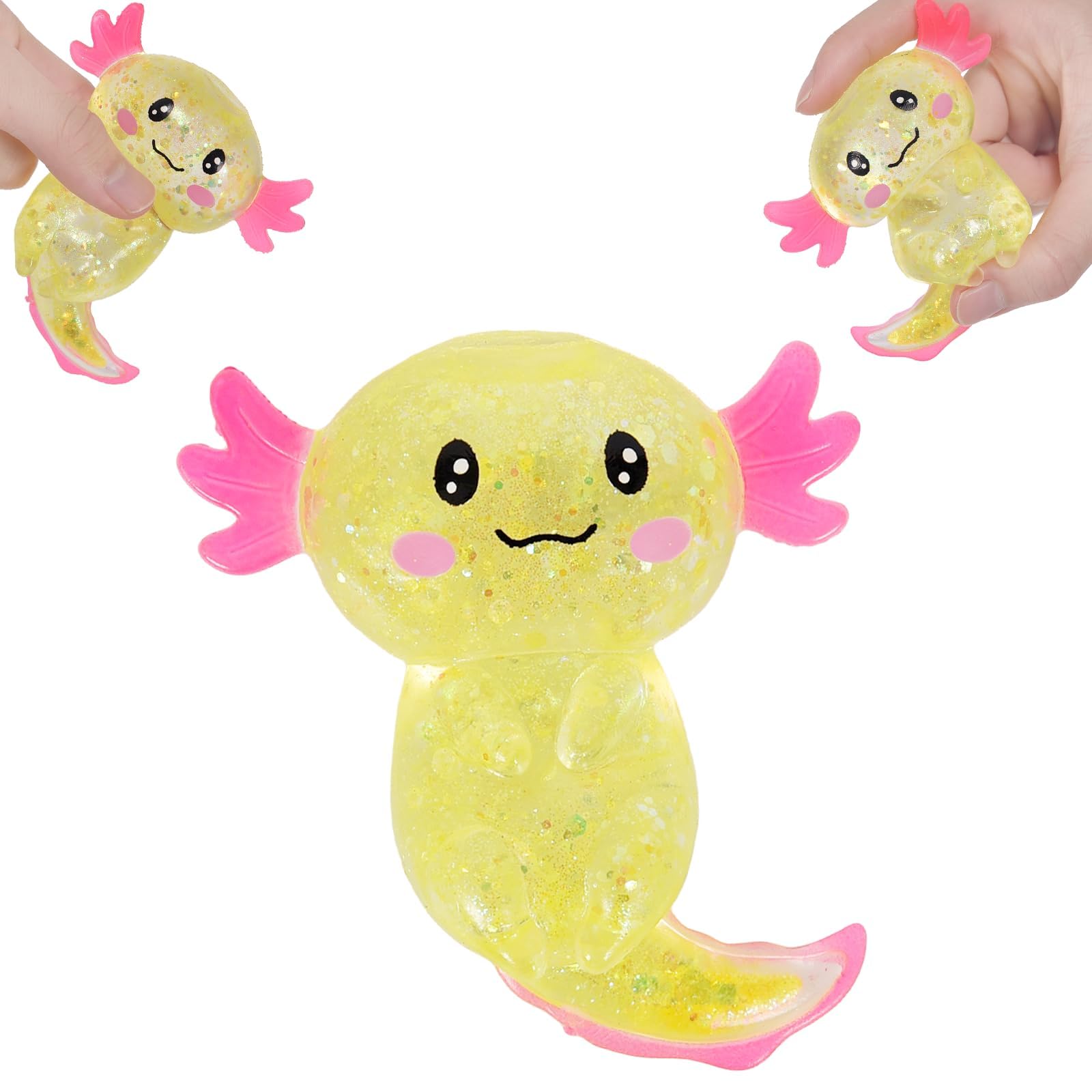 Puffwize Yellow Axolotl Squishy Stress Relief Toy | Glitter Fidget Toy for Kids and Adults - main product image