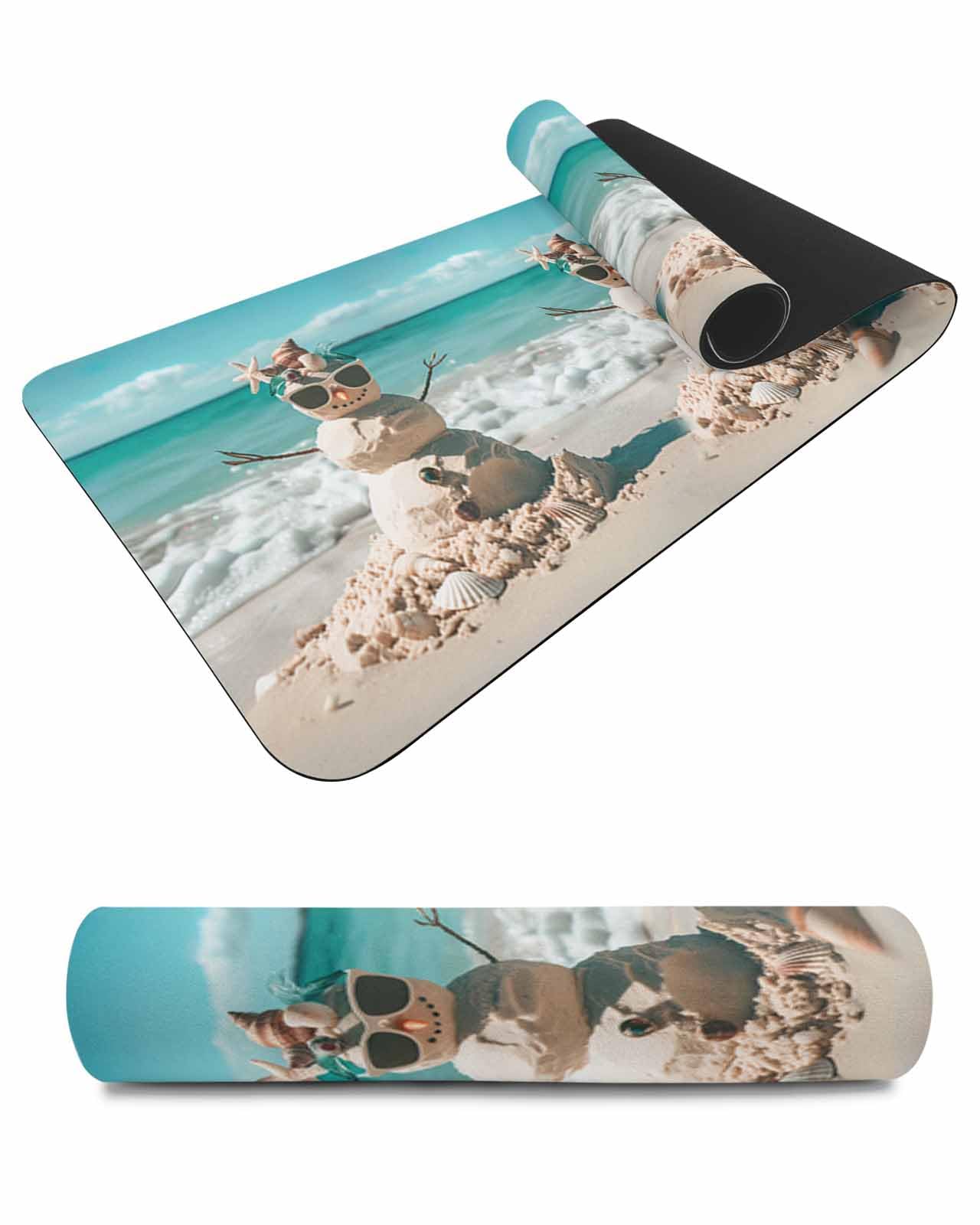 Debedcor Heat Proof Table Pads Waterproof Decorative, Christmas Snowman Coastal Non-Slip Table Countertop Protector, Xmas Beach Shell Starfish Insulation Mat for Kitchen Room, 40 x 12 Inches
