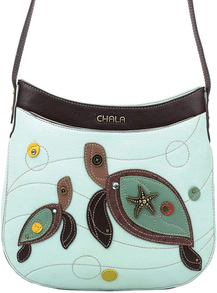 Chala Handbags Sea Turtle Crescent Crossbody Handbag Purse, Turtle Lovers