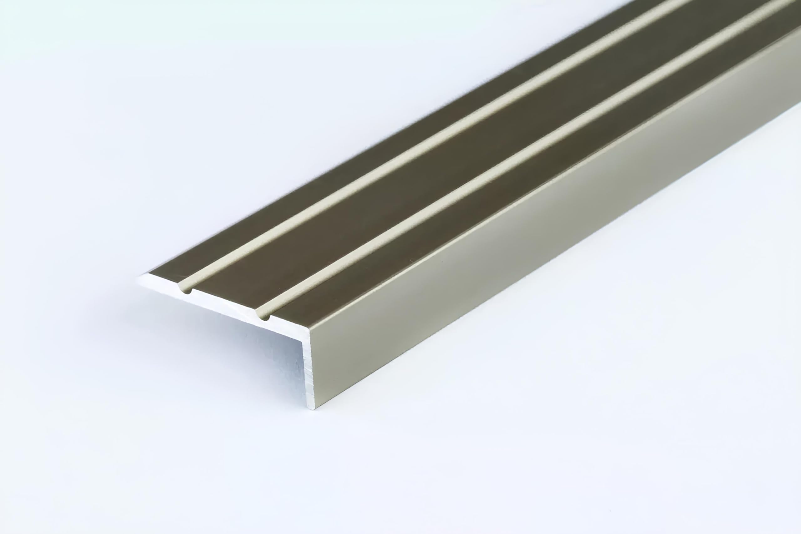 Aluminium Anti Non Slip Self Adhesive Stair Edge Nosing 25x10 mm - 1M (39.37") Rubust Trim LSW10K TMW Profiles (Champagne)
