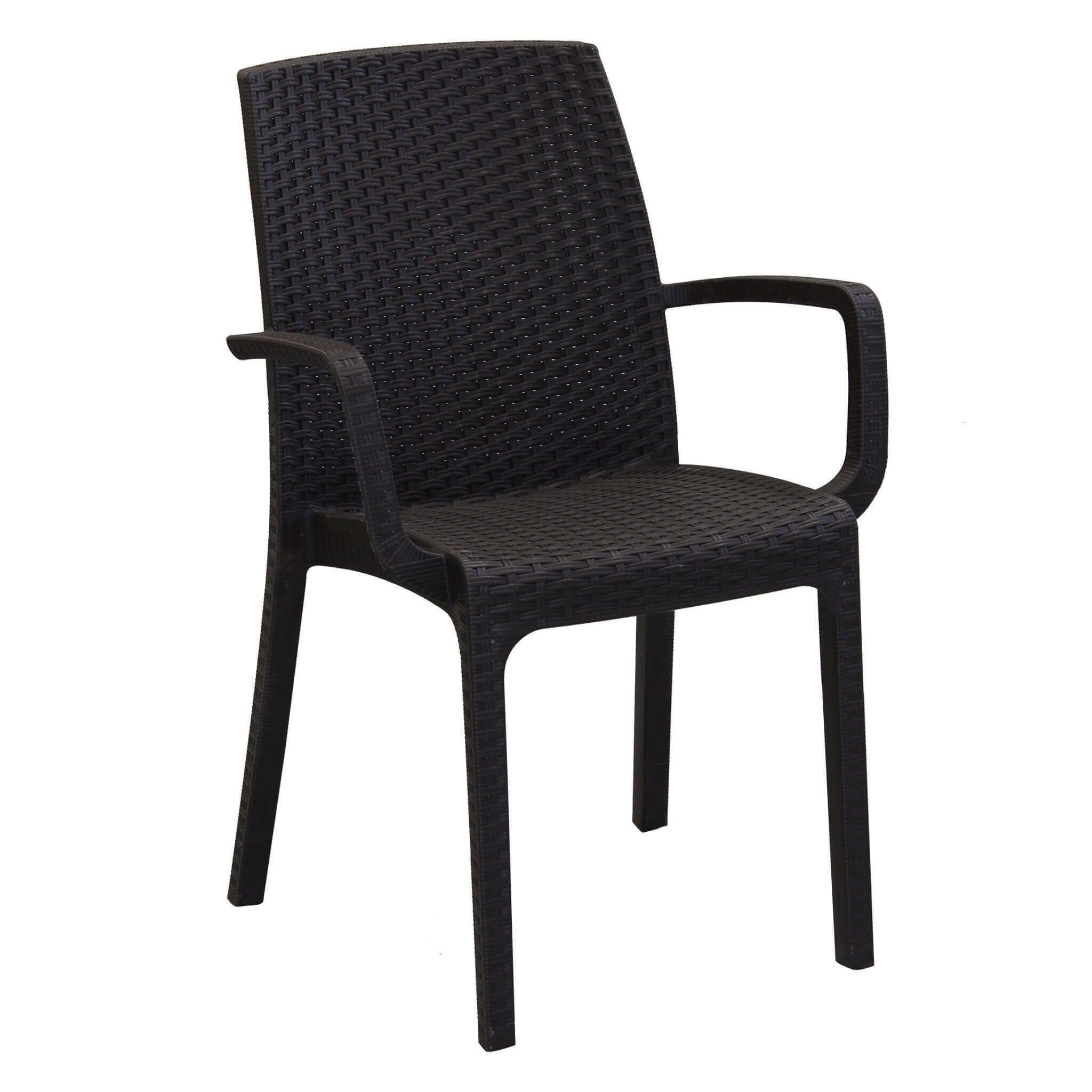 milani home CALIGOLA - set tavolo in alluminio e teak cm 80 x 80 x 74 h con 4 poltrone Alma