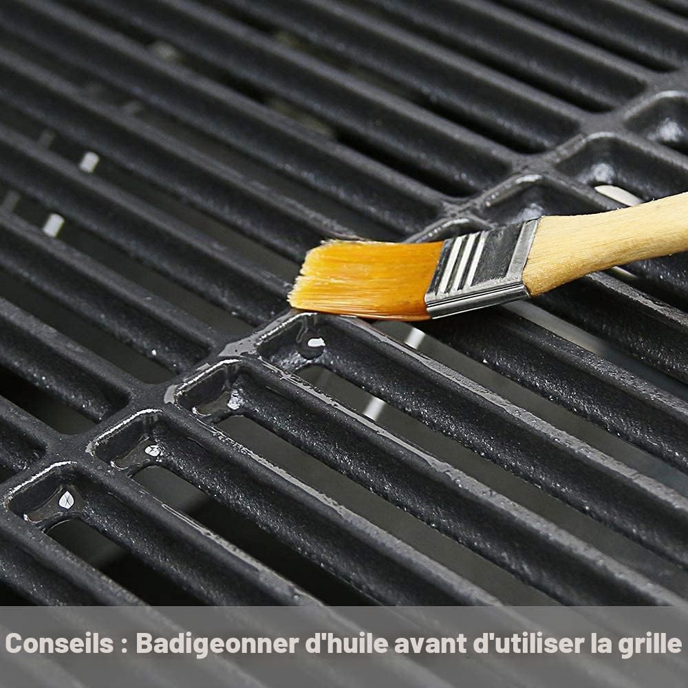 GFTIME 38CM X 28.6CM Grille de cuisson en fonte 7522 pour Weber Spirit E/S-210 220 (avec boutons de brûleur latéral), Genesis Silver A (PAS POUR B&C), Spirit 500, pièce de rechange 7521