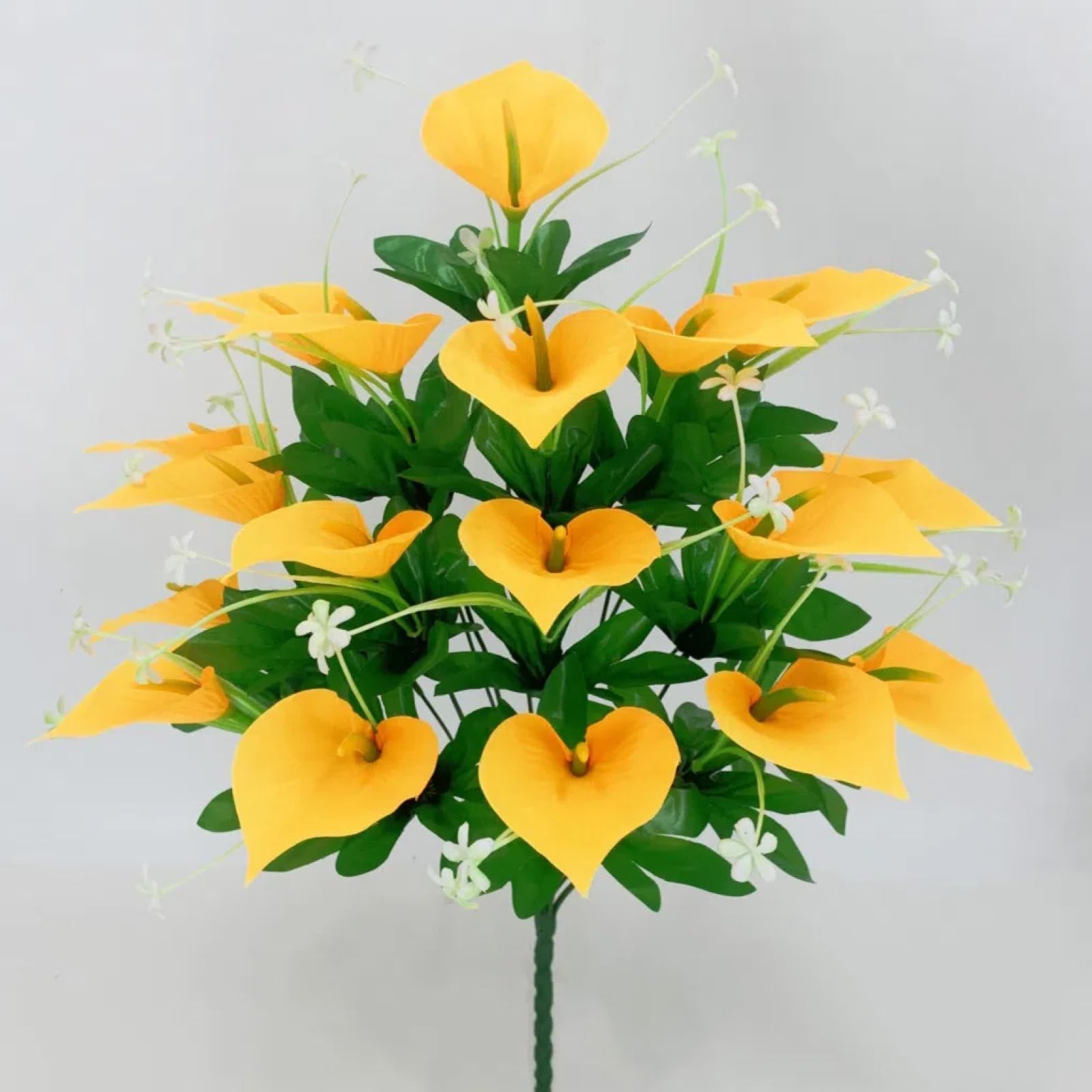 Kliuyanwe 18 Matt Calla Lilies Orange Artificial Flowers 18 Heads Matte Cloth Calla Lily Flower Arrangement Bouquet Home Living Room Decoration