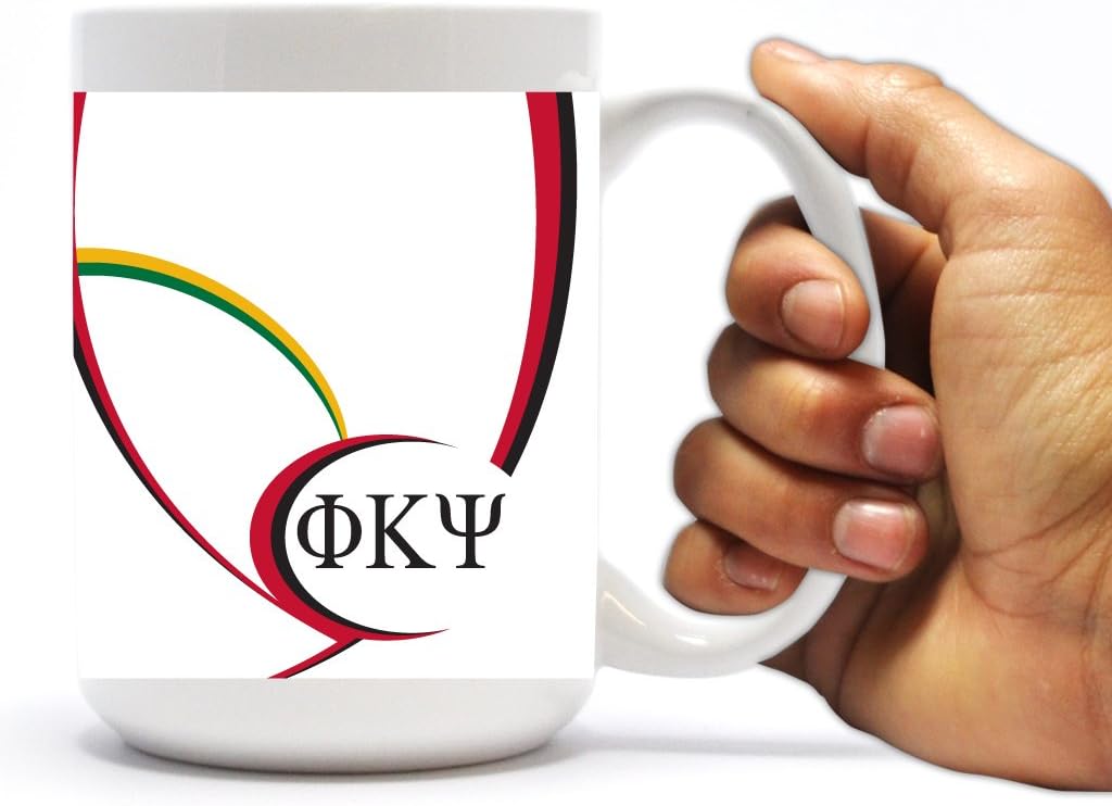 VictoryStore Ceramic Mugs - Phi Kappa Psi, Letters and Swoop Coffee Mug, 15 ounces