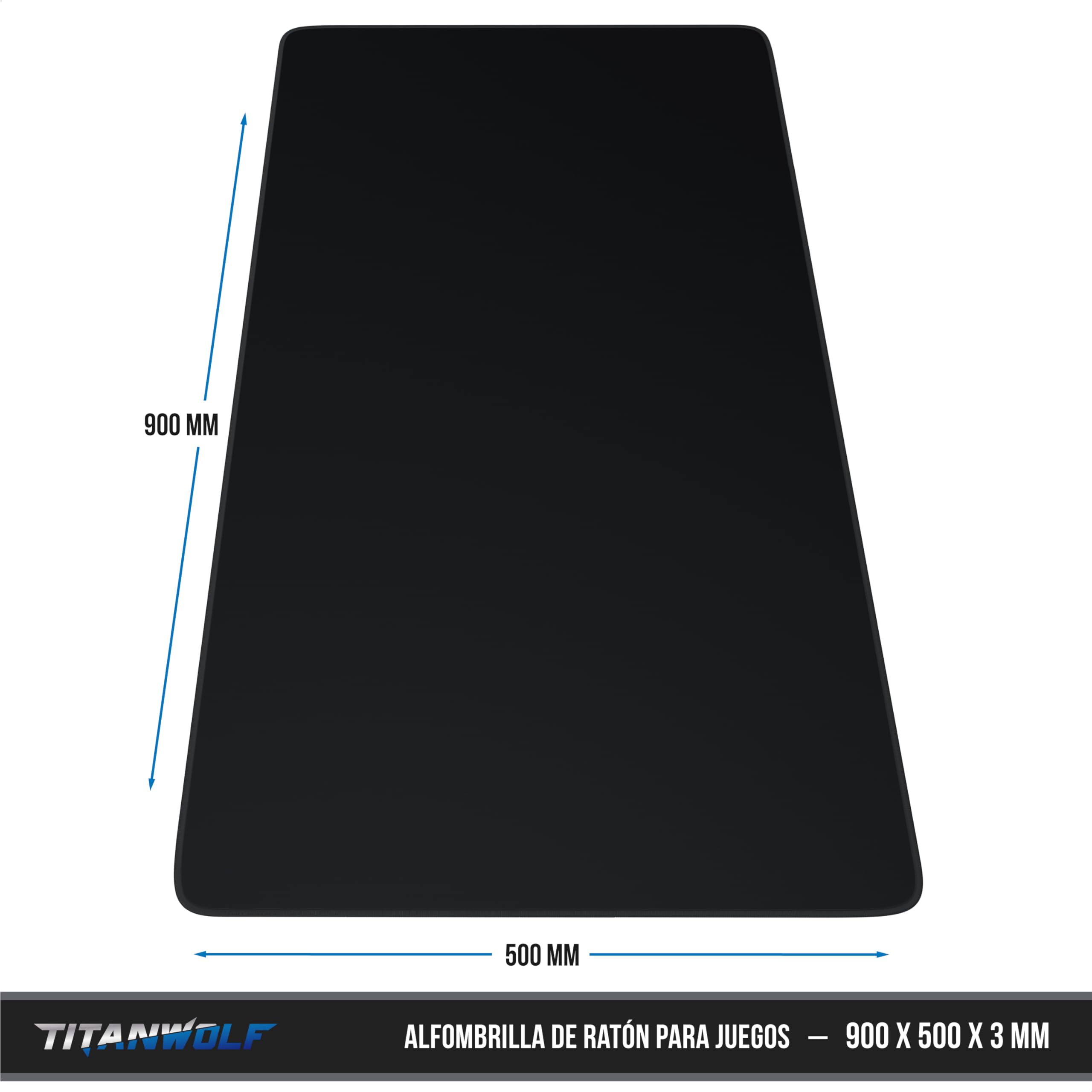 TITANWOLF – Alfombrilla Gaming XXL para ratón 900x500 – Mouse Pad - Precisión y Velocidad - Parte Inferior de Goma para una sujeción Estable - Antideslizante, Resistente al Agua – Motivo Negro