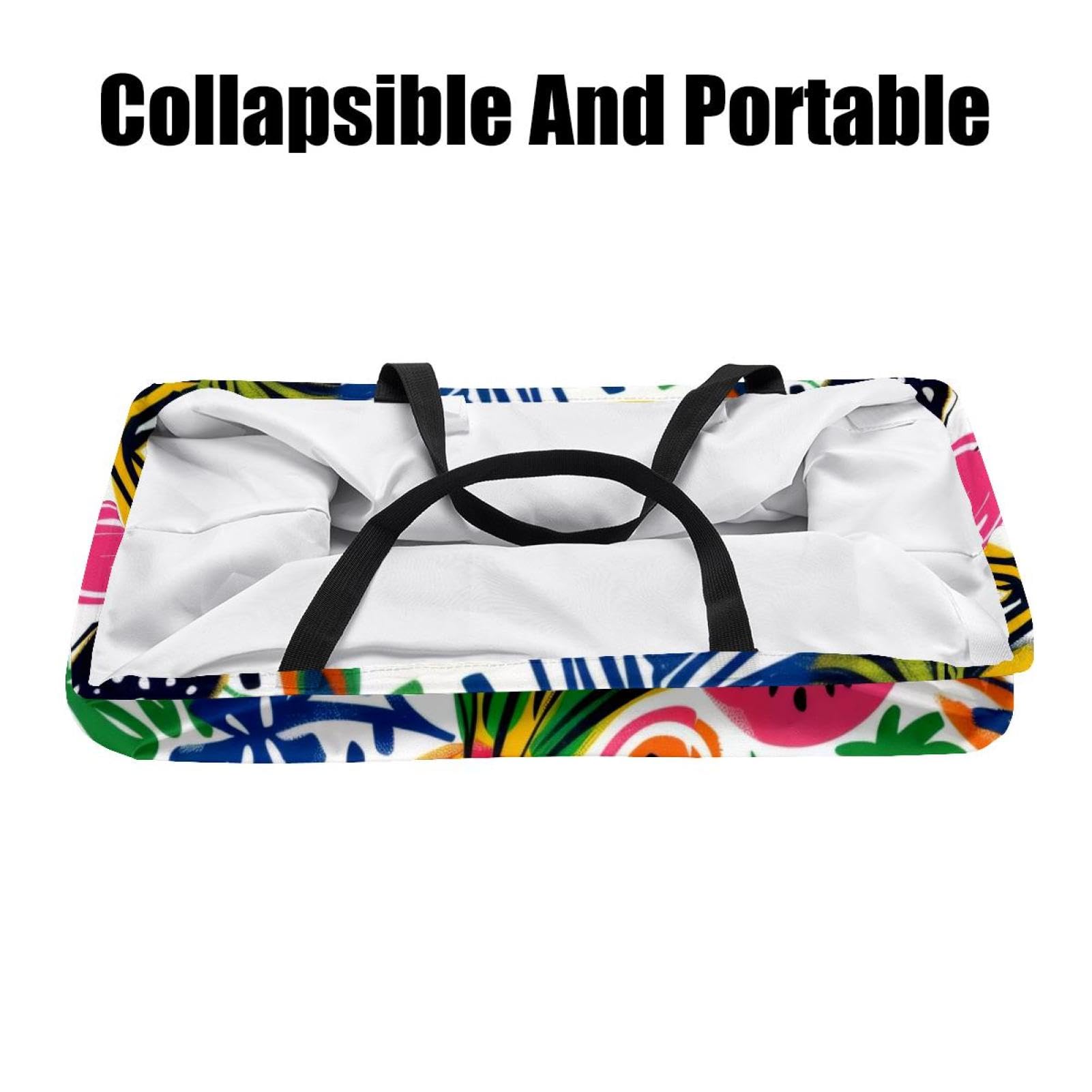Sac à provisions réutilisable, joli motif tropical d'été, sac fourre-tout robuste, pliable, lavable, pour pique-nique, camping, multicolore, 22.0x12.6x11.4 in/56x29x32 cm