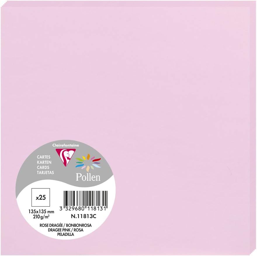 Clairefontaine Pollen Card, 135 x 135 mm, 210 g - Wisteria, Pack of 25