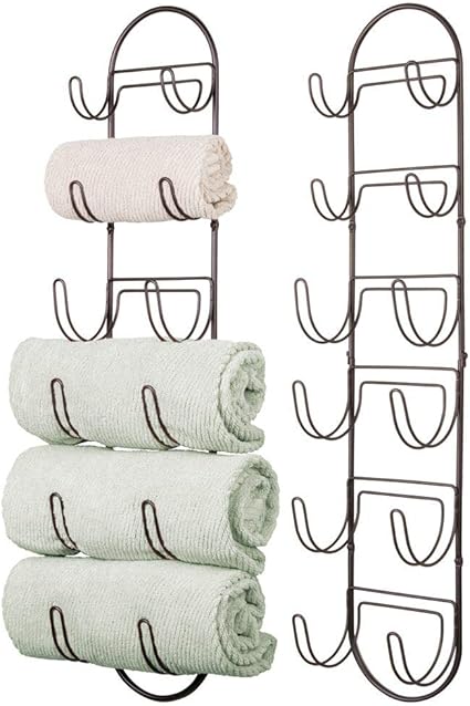 mDesign Juego de 2 toalleros de baño para montaje en pared – Estantes para toallas de metal – Elegante accesorio para el baño – Repisa para toallas ...