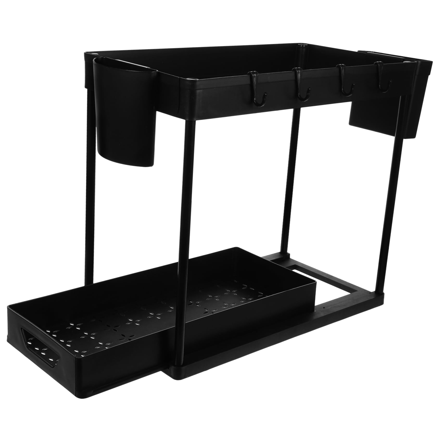 Organizer Sottolavello a 2 Livelli Estraibile Nero in Plastica