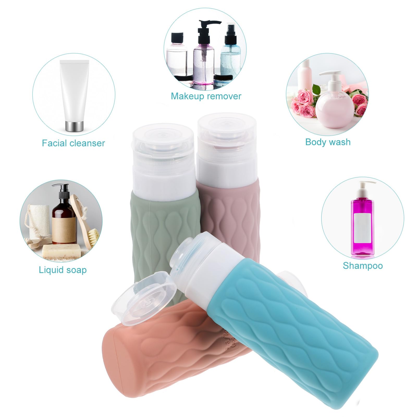 FOMIYES 5 Sets 100 Ml Reise-shampooflaschen-set Lotionbehälter Silikon-quetschflaschen Für Toilettenartikel Nachfüllbare Toilettenartikelbehälter 4 Stück * 5