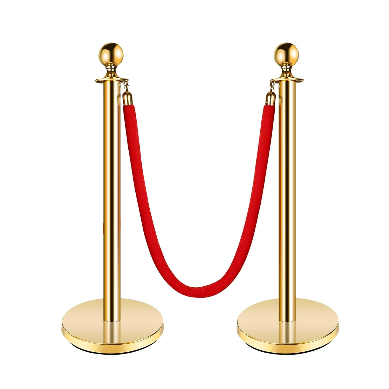 Velvet Rope Stanchion Set For Events Gold VIP Stanchion Posts With Red ...