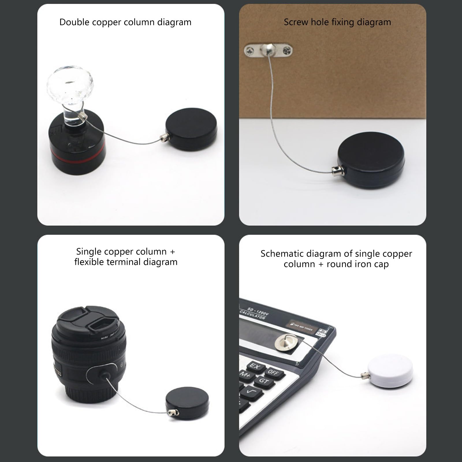 4Pcs Retractable Cable For Key 100cm Long Retractable Cable Lock Anti-Theft Pull Box For Remote Controls Game Devices