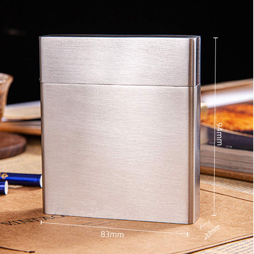 Metal Cigarette Cases Men Creative Personality Clamshell Cigarette Box Portable Ultrathin Stainless Steel Cigarette Case Can Hold 20