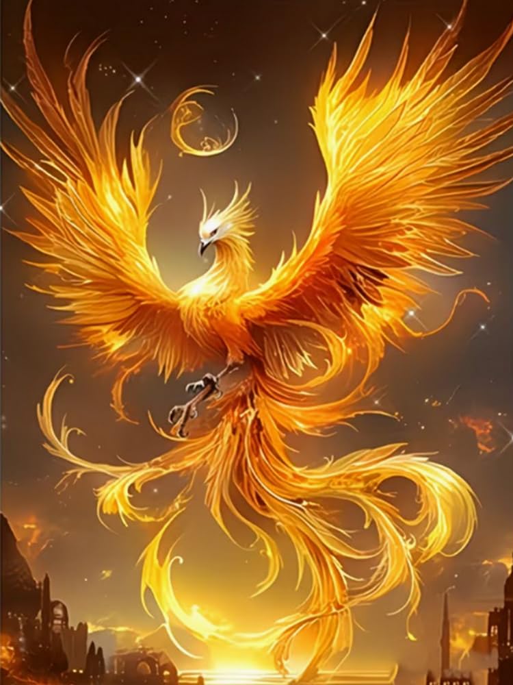 WELIWE Cross-Stitch Kits for Adults Beginners 11CT Stamped Embroidery Kits Phoenix DIY Pre-Printed Canvas Art Home Decoration 40x50 cm