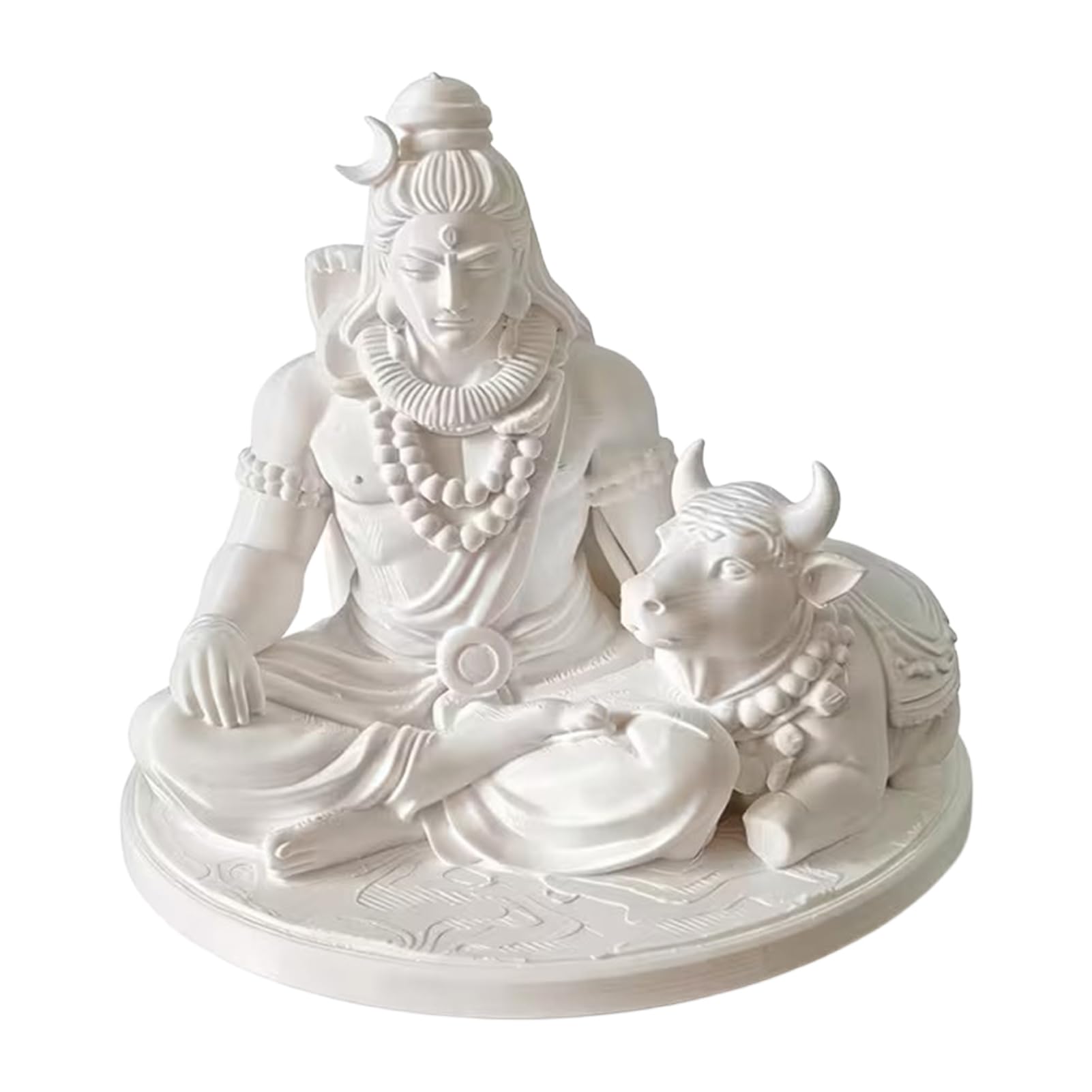 matumou 3D Printed Sacred Shiva Statue with Nandi Bull, Miniature Desktop Meditation Decor, Spiritual Gift for Yoga Practitioners & Home