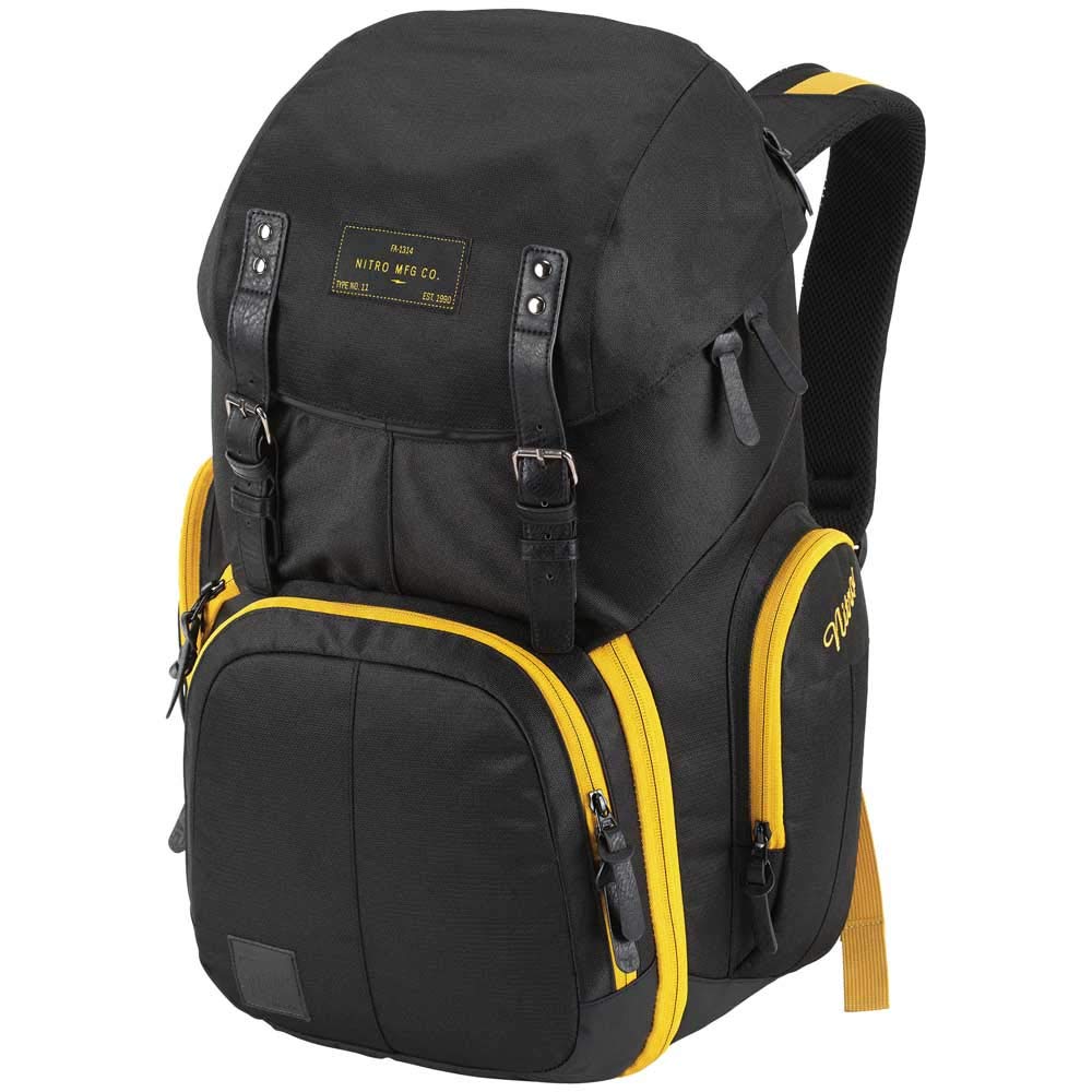 Weekender Alltagsrucksack mit gepolstertem Laptopfach, Schulrucksack, Wanderrucksack inkl. Nassfach, 42 L, Golden Black