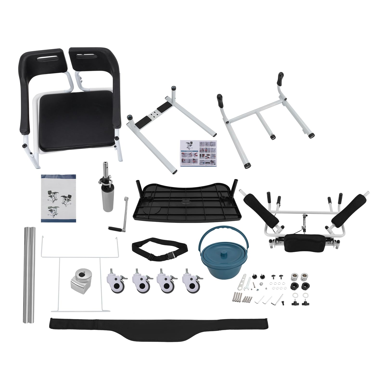 Elevador de pacientes hidráulico 180° divisado silla de transferencia, capacidad de carga 150 kg | Silla de ruedas ajustable en altura con silla de inodoro, capacidad de carga de 150 kg, para personas mayores