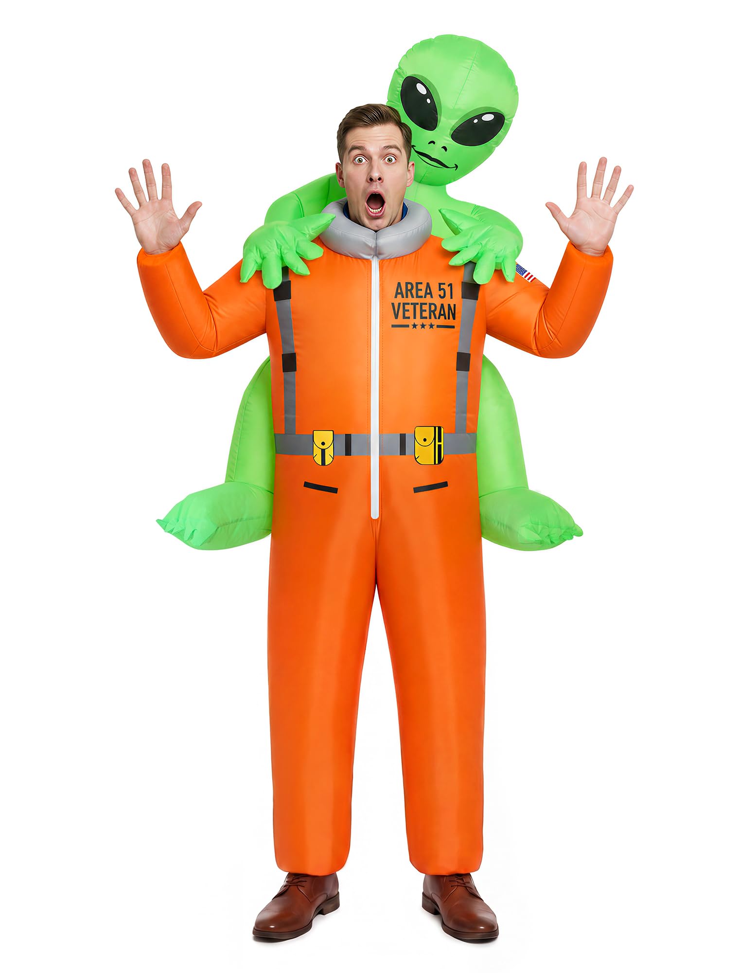 COOLWUFAN Inflatable Alien Costume with 2 Fans, Blow Up Costumes for Adults | Alien Abduction Blow Up Halloween Costume for Men and Women, Alien Suit for Fancy Dress Cosplay Party