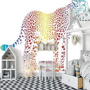 LucaSng 3D kinderkamer muurschildering wanddecoratie – Kleur creatief dier luipaard – Non-Woven Premium Art Print Fleece…