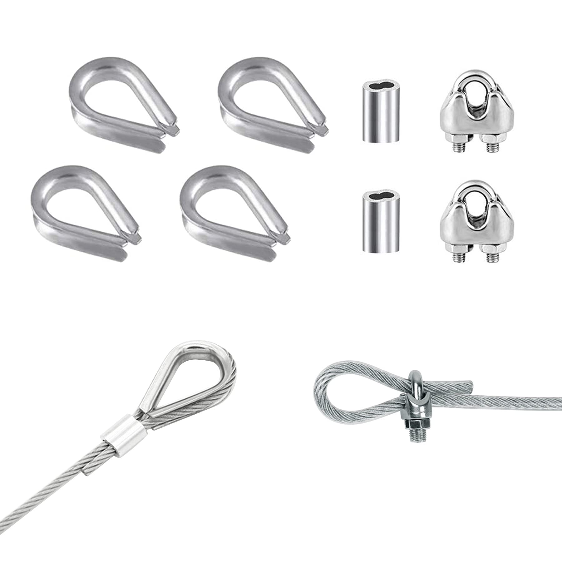 Kit Cavo Acciaio Inox 10m - Con Ganci E Viti, Per Appendere Vestiti E Lampade - Foto 3