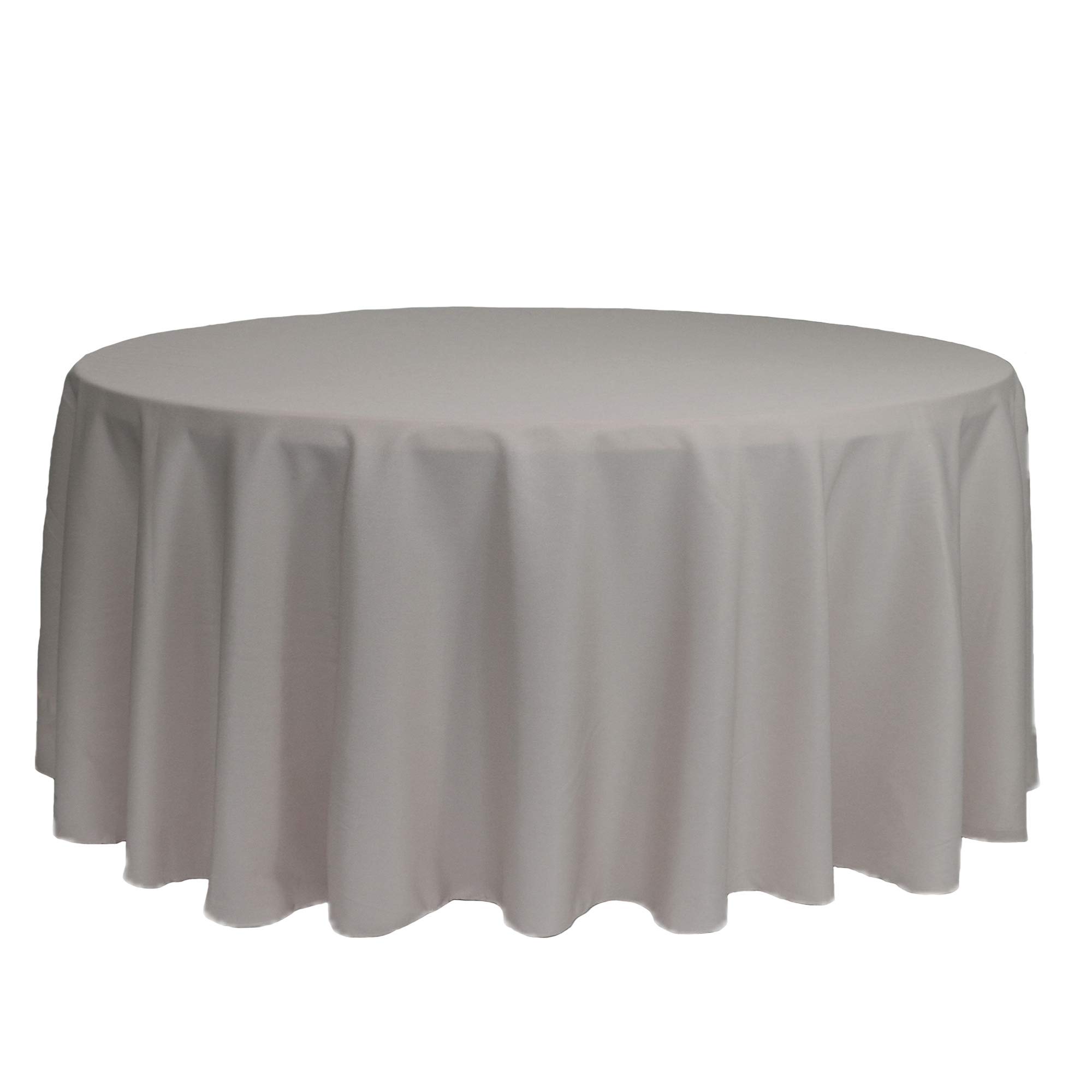 YOUR CHAIR COVERS 132 Inch Round Premium Polyester Tablecloth Gray