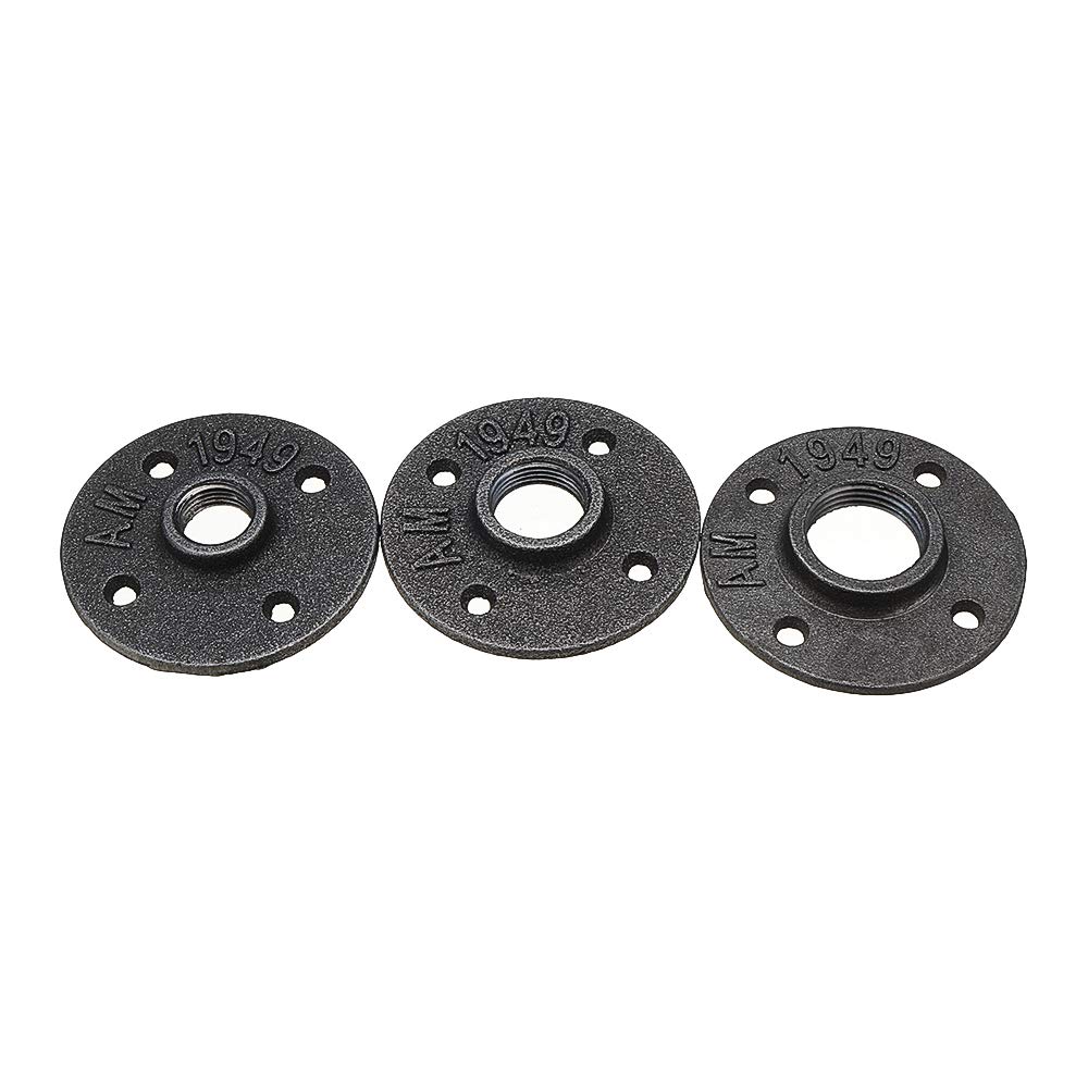 10 Unids/Set 1/2 '3/4' 1 'Placas De Brida De Piso De Hierro Fundido Maleable 4 Agujeros Tubos Negros Accesorios Tubería Industrial Muebles Montaje En Pared Decoración De Bricolaje - 1 pulgada