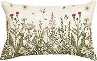 AVOIN colorlife Wildflowers Fall Throw Pillow Cover 12x20 Inch - Soft Polyester Cushion Case for Sofa Couch Decor