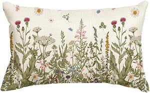 AVOIN colorlife Wildflowers Spring Throw Pillow Cover, 12 x 20 Inch Flower Cushion Case Decoration for Sofa Couch