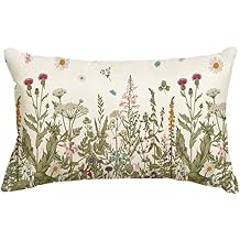 AVOIN colorlife Wildflowers Fall Throw Pillow Cover, 12 x 20 Inch Flower Cushion Case Decoration for Sofa Couch