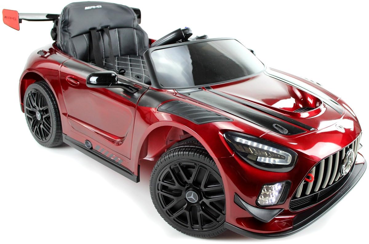 Playhouse Mercedes GT3 4x4-4 Motoren, Bluetooth, Lizenz, Ledersitz, Lackiert, 2 Stoßdämpfer, Eva Räder, 12V 9ah, Fernbedienung,Kinder Elektroauto, Kinderauto Kinderfahrzeug (Rot)