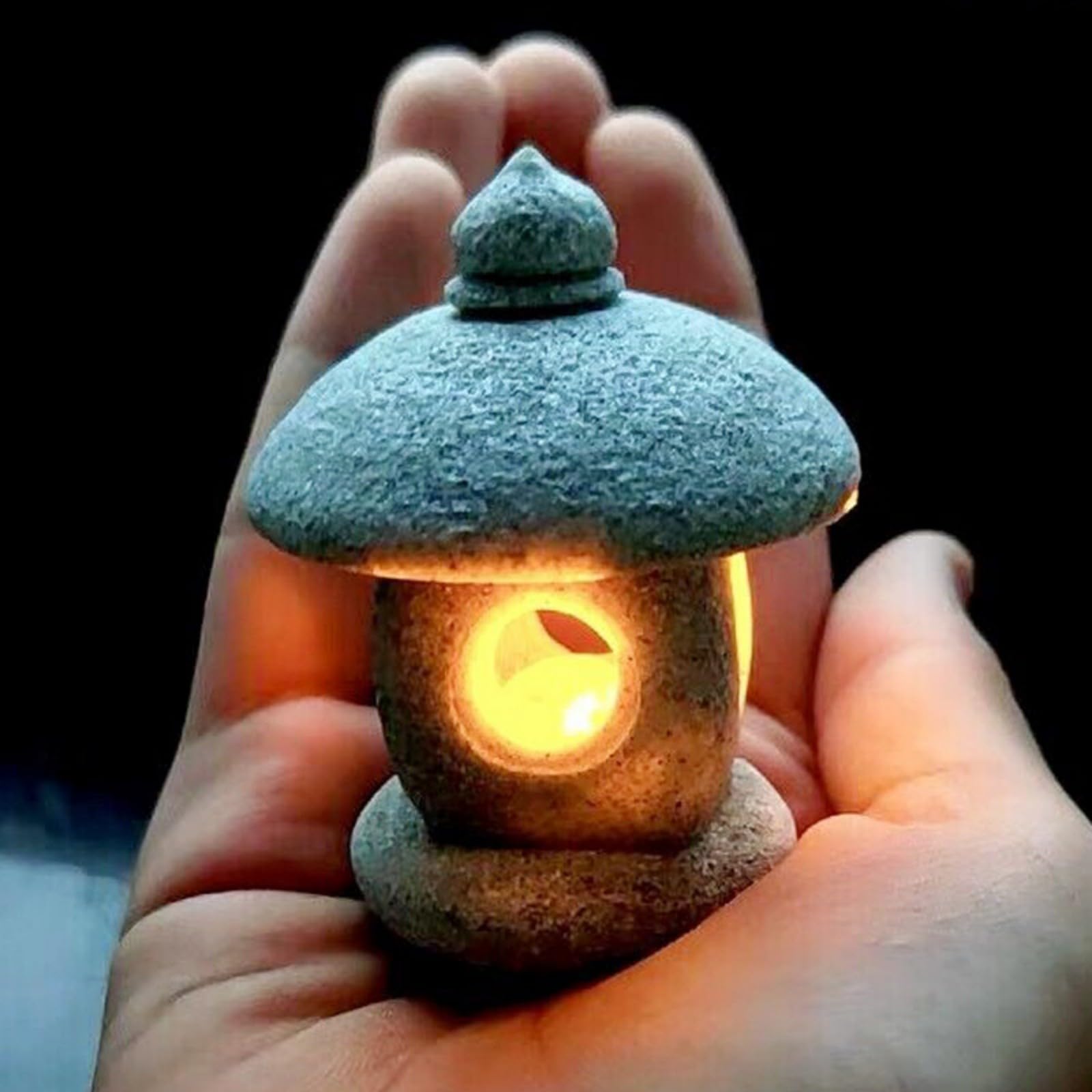 Daisylily Japanese Pagoda LED Lamp Statue Figurine, LED Lantern Pagoda Statue Figurines for Home Table Decor - Style A