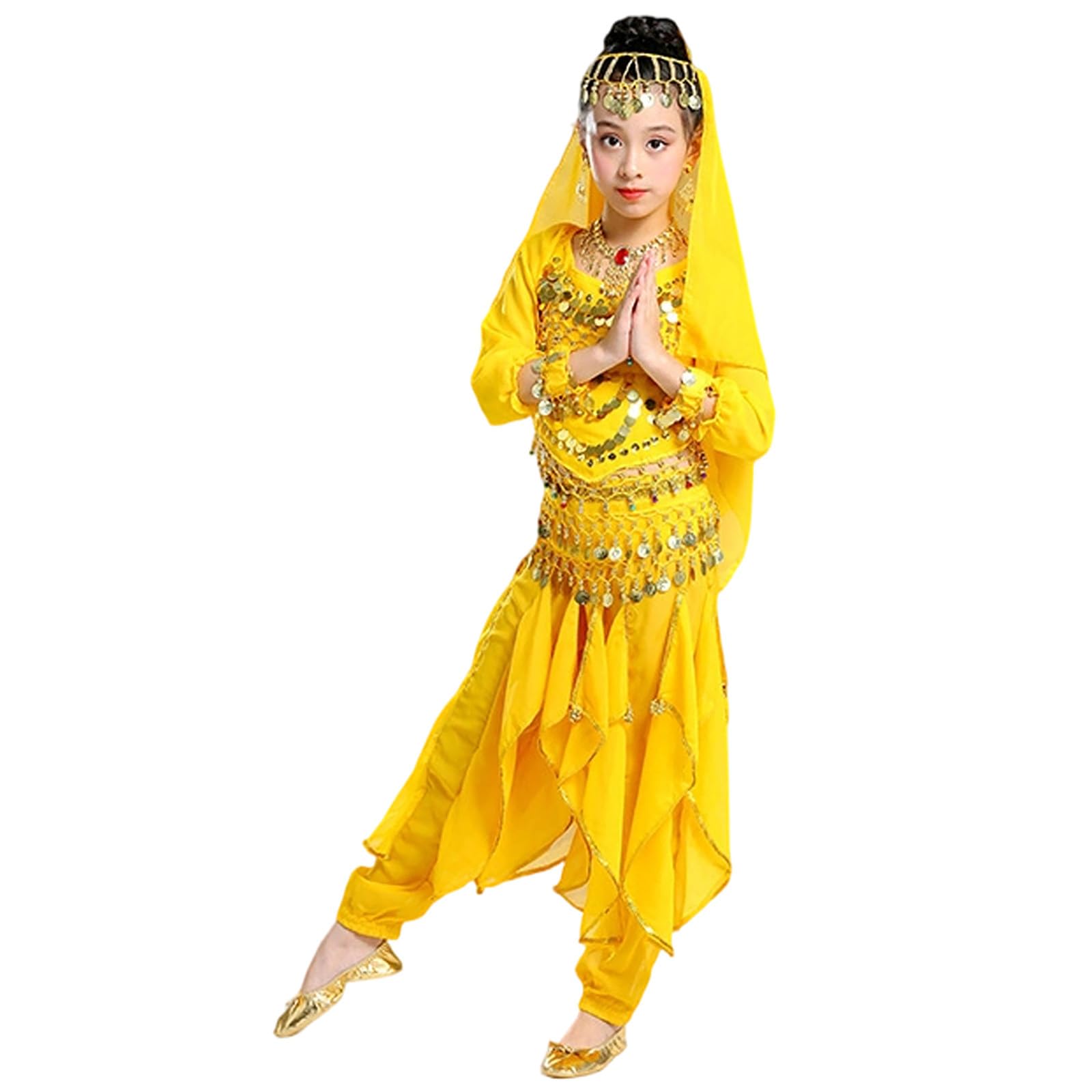Traje de Baile para niñas, Atuendo de Danza del Vientre India, Vestido étnico para práctica de Danza folclórica Infantil.
