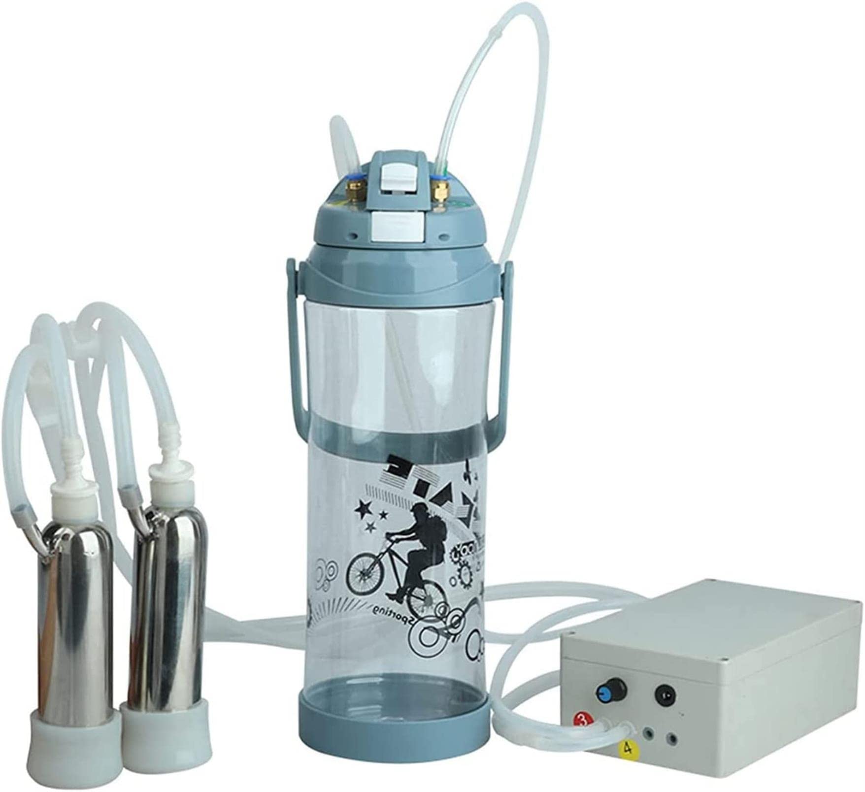 sjdoPulse Electric Milking Machine For Cows, Milking Machine For Goats Pulsating, Milker Pulsating Electric Automatic With 2 Teat Cups, 3L Milking Device For Cow Goat Sheep Livestock