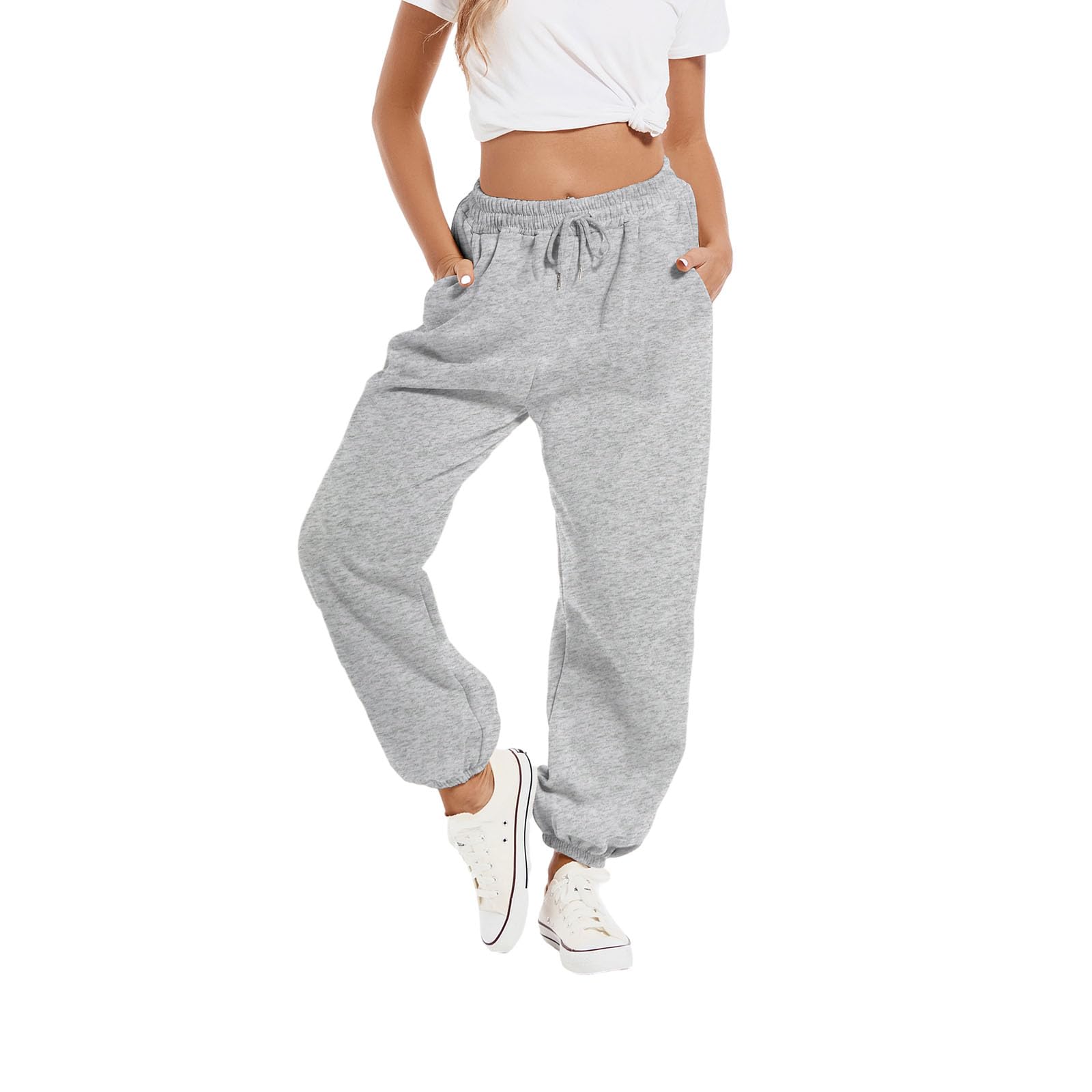 dockstreet Women Mid Rise Loose Baggy Fit Joggers/Loose Yoga Pants/Casual Extra Baggy Fit Lower Cotton 131Vva2-Bagyfitjogrlgrey 30 1