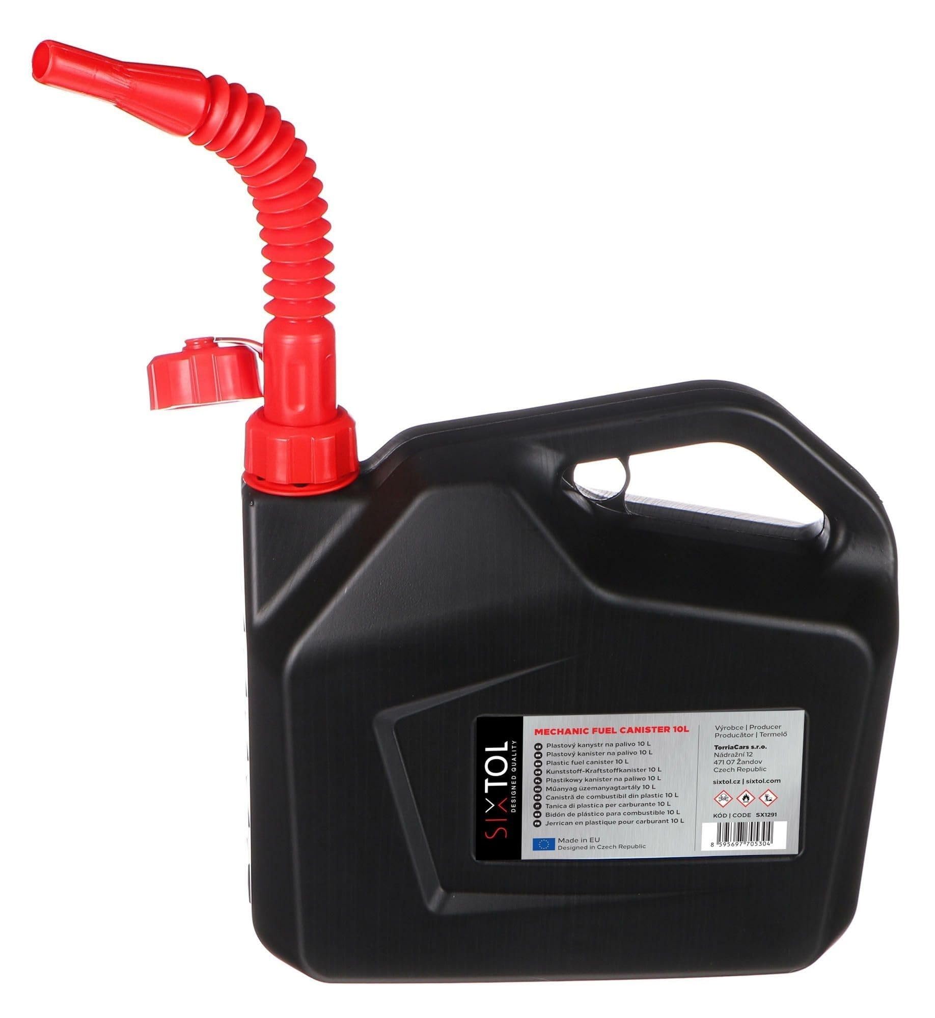 SIXTOL MECHANIC FUEL CANISTER 10L | Fuel Container with Spout | HDPE Jerry Can | Level Indicator